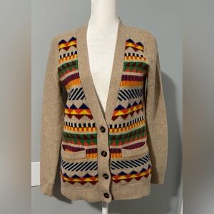 Wallace Colorful Geometric V-Neck Cardigan Sweater Size S